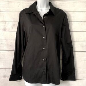 EUC Eddie Bauer 100% Baumwolle Cotton Black Wrinkle-Resistant Blouse